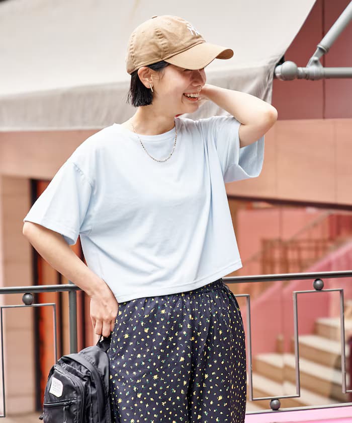 ＜防汗漬＞天竺彈性短版T恤/遮熱/UVカット