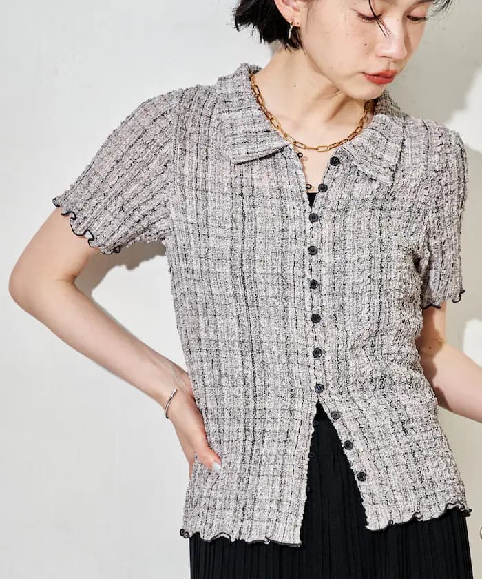 格紋ポコポコ半袖罩衫