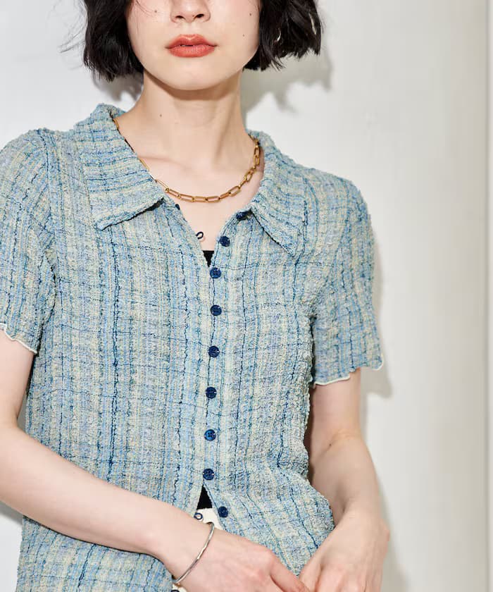 格紋ポコポコ半袖罩衫