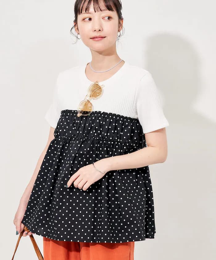 圓點馬甲拼接T恤