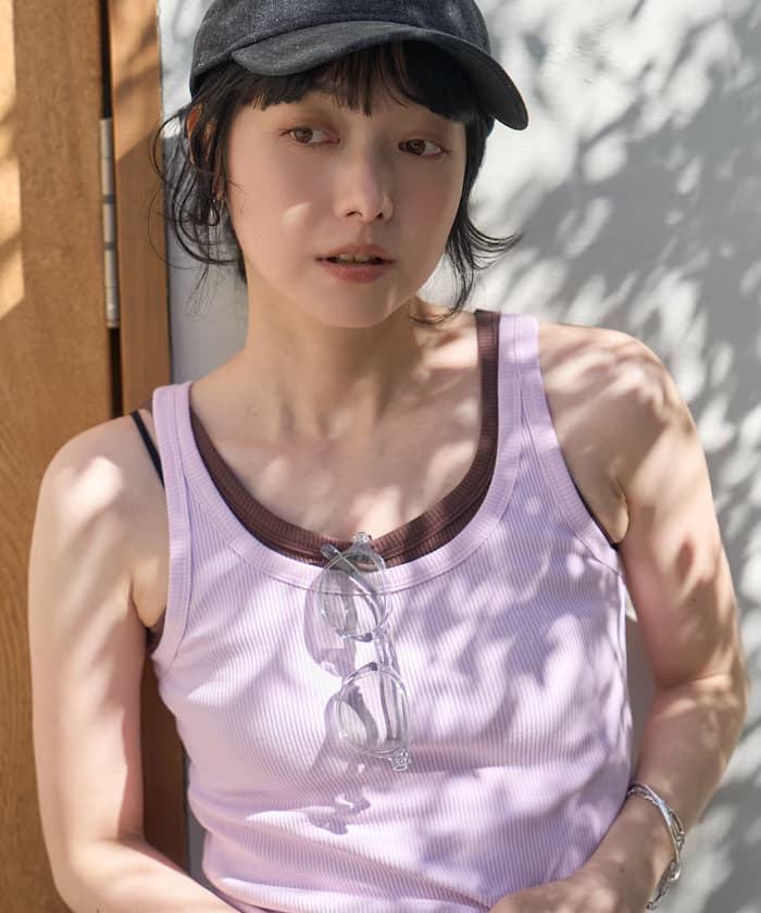 棉質莫代爾肋條背心