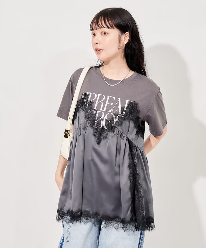 蕾絲蕾絲吊帶背心拼接T恤