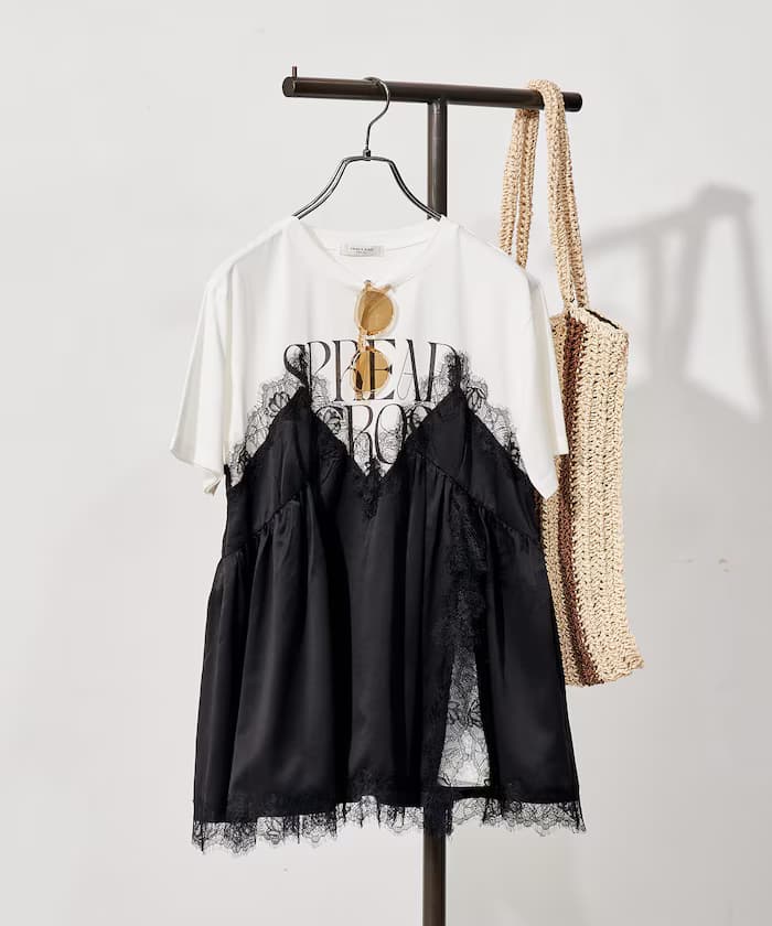 蕾絲蕾絲吊帶背心拼接T恤