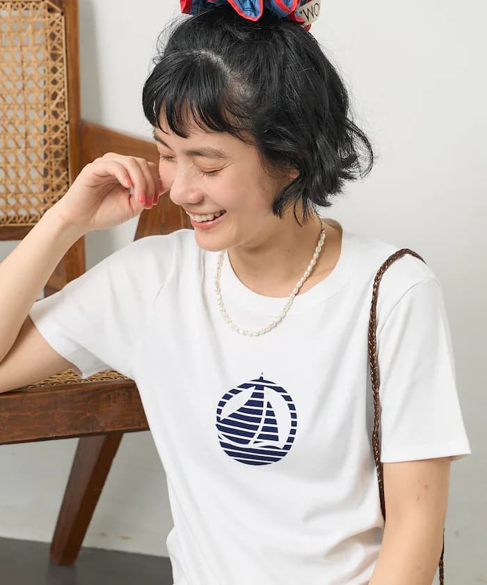 PETIT BATEAU × FREAK'S STORE 別注絨毛印花T恤