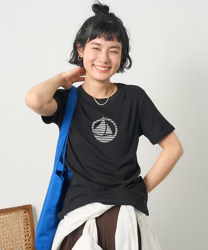 PETIT BATEAU × FREAK'S STORE 別注絨毛印花T恤