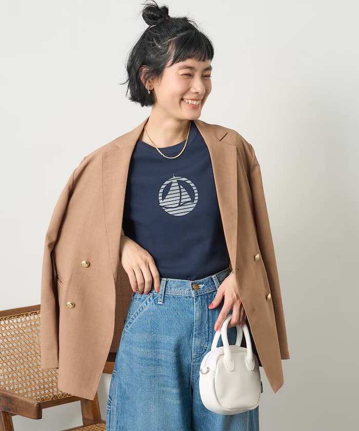 PETIT BATEAU × FREAK'S STORE 別注絨毛印花T恤