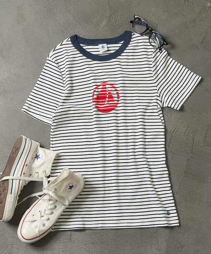 PETIT BATEAU × FREAK'S STORE 別注絨毛印花T恤