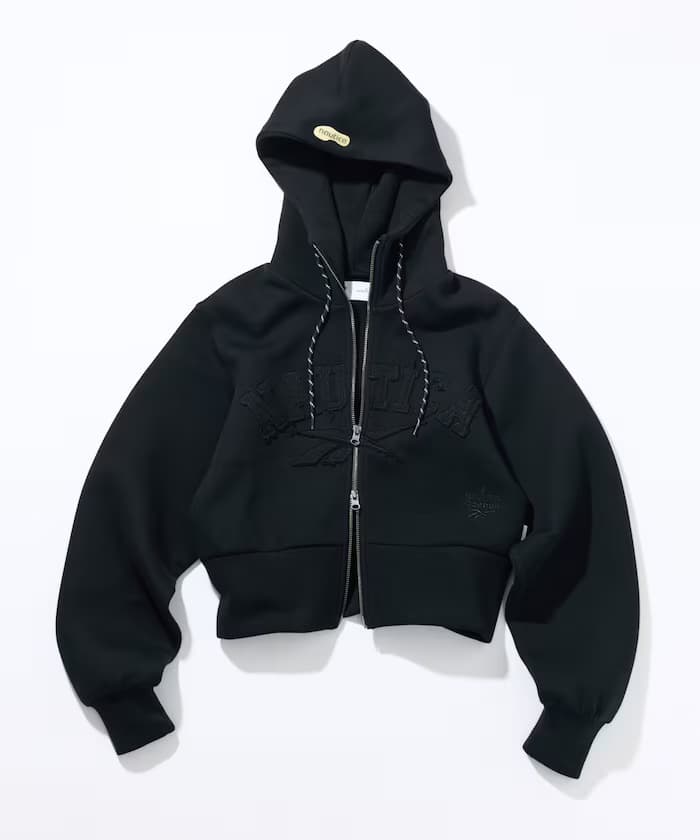 【Exclusive】貼合布料迷你拉鏈連帽衫