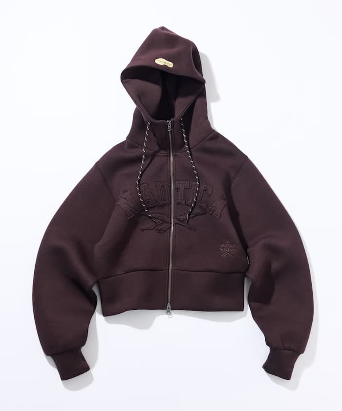 【Exclusive】貼合布料迷你拉鏈連帽衫