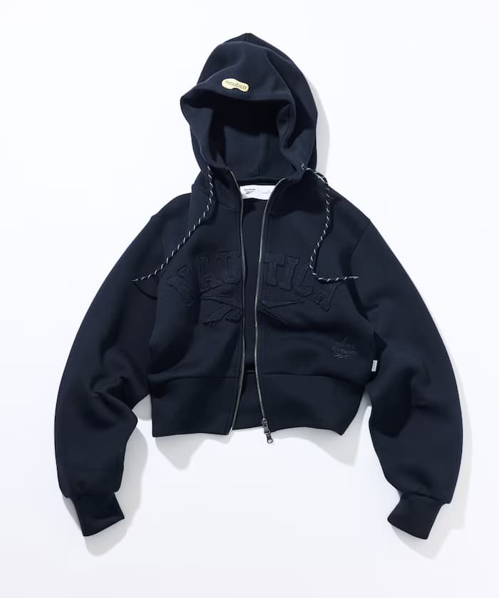 【Exclusive】貼合布料迷你拉鏈連帽衫