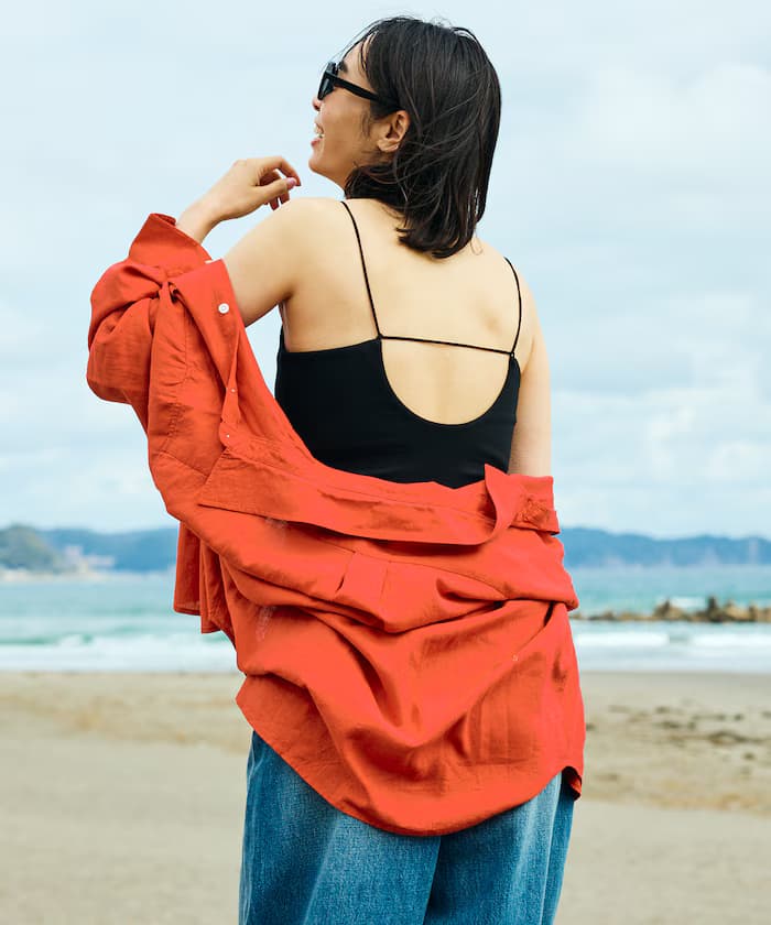 【Beach & Festival】V領 露背 內襯杯 細肩帶背心