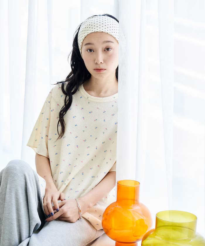 別注花卉T恤素面褲子居家服套組