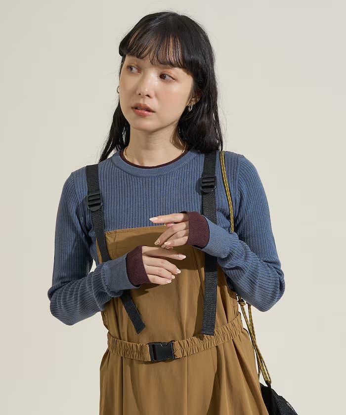 ＜新色追加＞ウォッシャブル 配色レイヤード針織衫