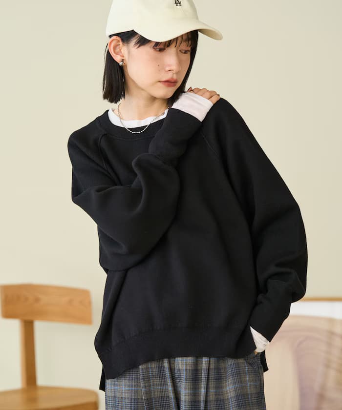 ＜機洗＞衛衣感針織套頭衫