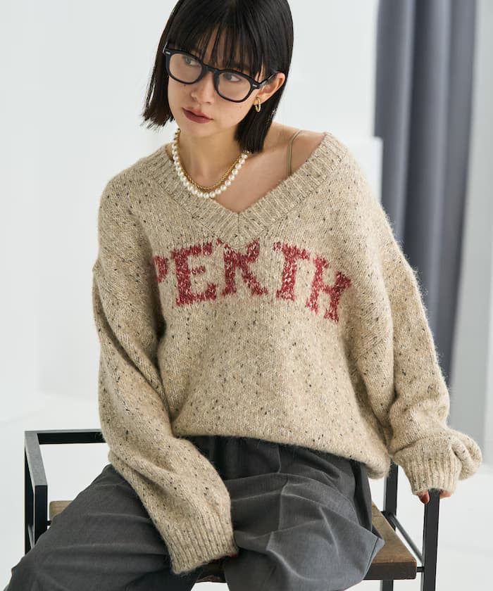 霜降調Vネック標誌針織衫【限定展開】