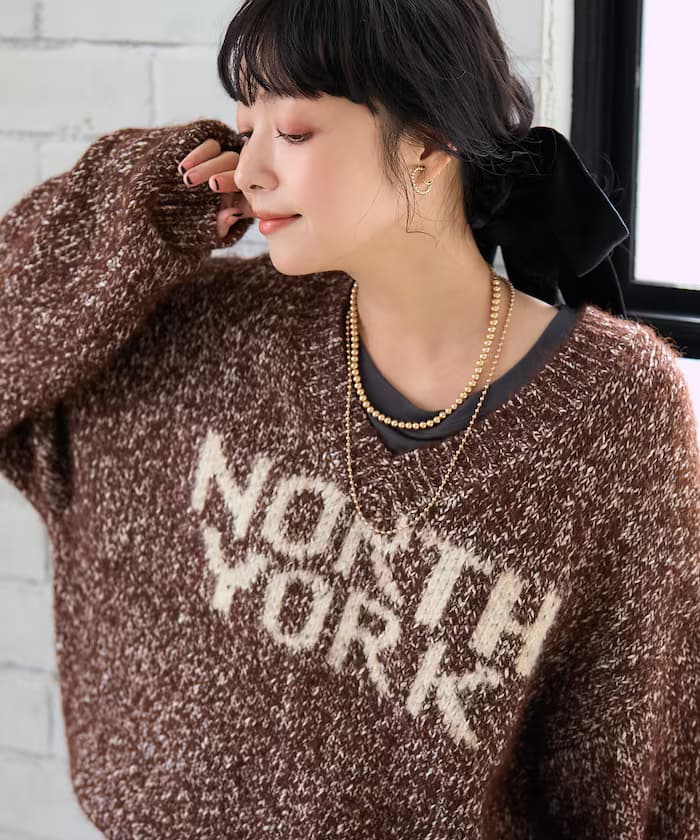 霜降調Vネック標誌針織衫【限定展開】