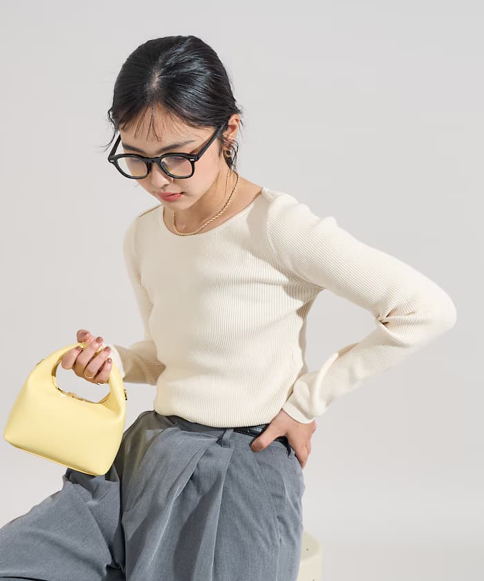 〈新色追加〉機洗絲綢入針織衫 船領設計