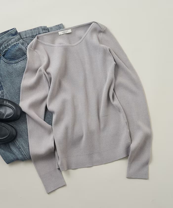 〈新色追加〉機洗絲綢入針織衫 船領設計