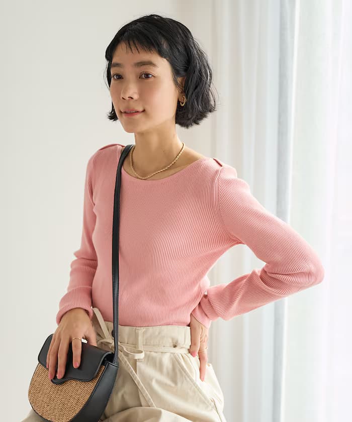 〈新色追加〉機洗絲綢入針織衫 船領設計