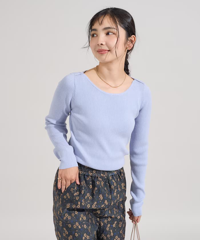 〈新色追加〉機洗絲綢入針織衫 船領設計