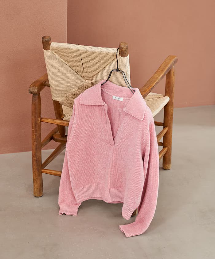 莫爾開領POLO針織衫