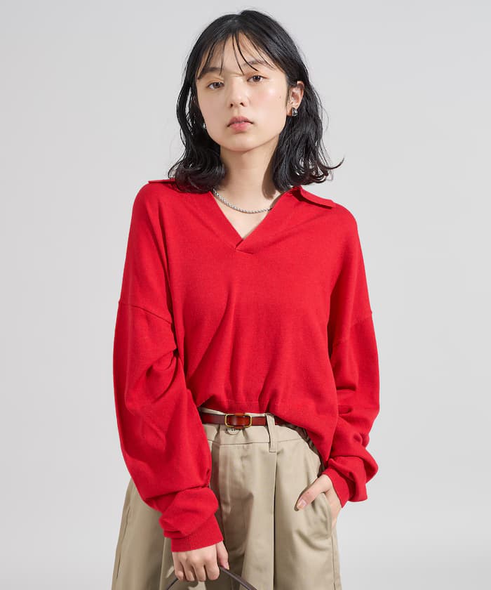 ＜新色追加＞可水洗迷你開領Polo針織衫