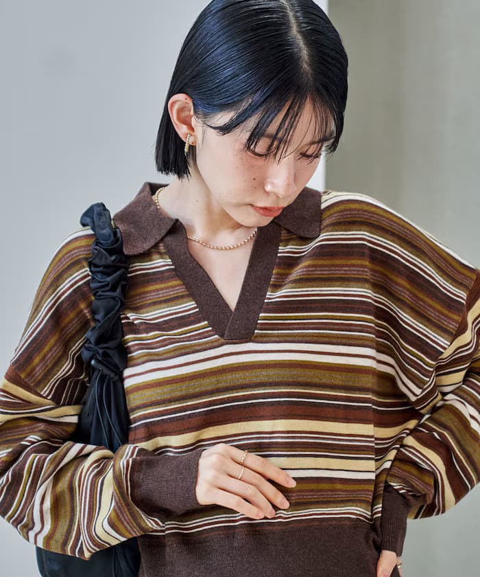 ＜新色追加＞可水洗迷你開領Polo針織衫