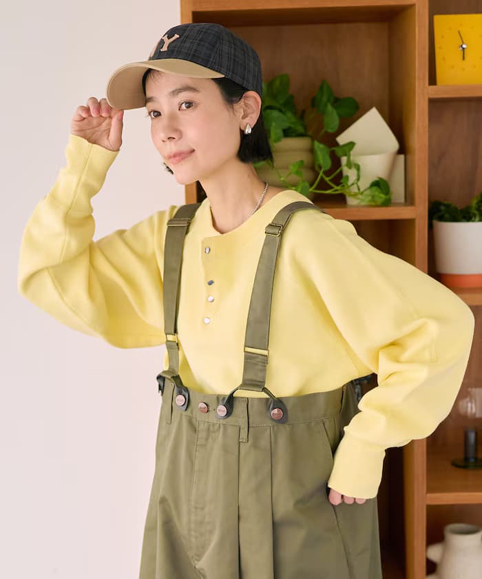 ＜新色追加＞短版快扣拉格蘭亨利領針織衫