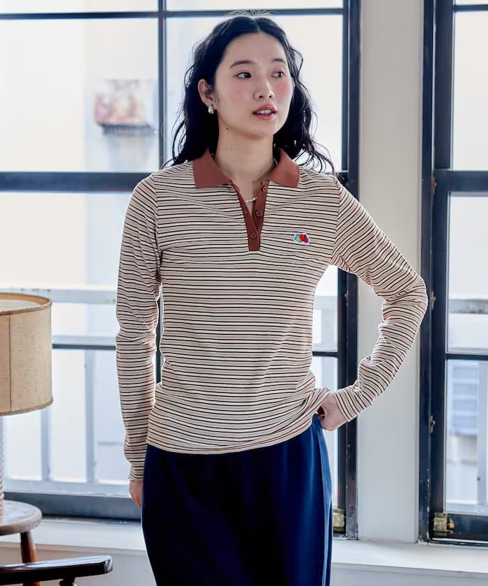 別注 馬卡龍多色橫條紋Polo長袖T恤