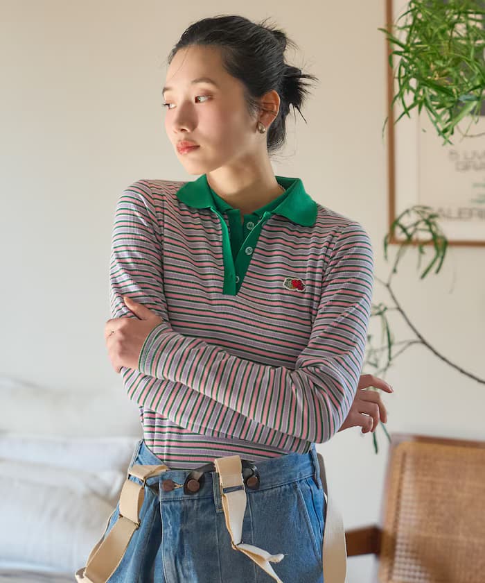 別注 馬卡龍多色橫條紋Polo長袖T恤