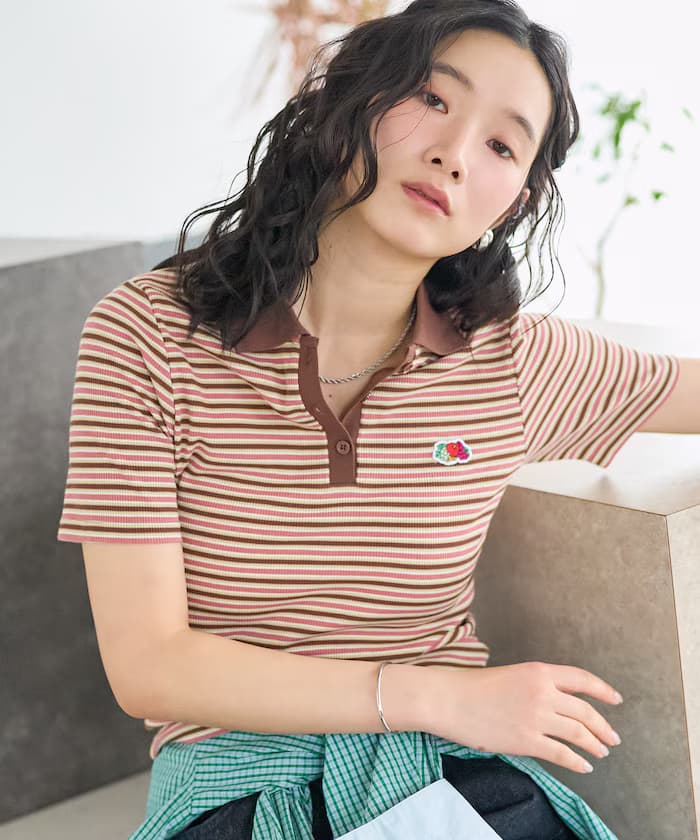 別注 マルチ橫條紋ポロT恤