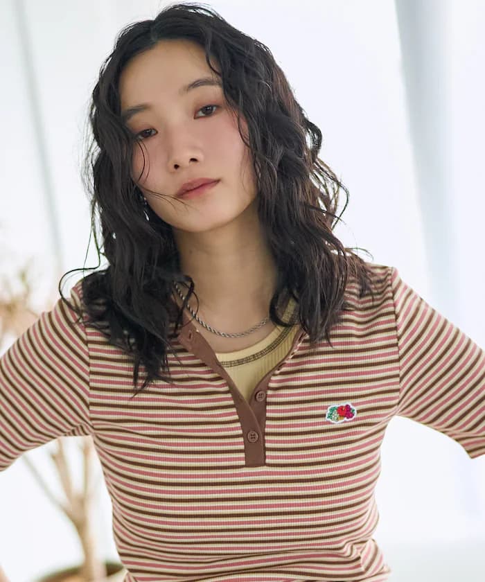 別注多色橫條紋亨利領T恤