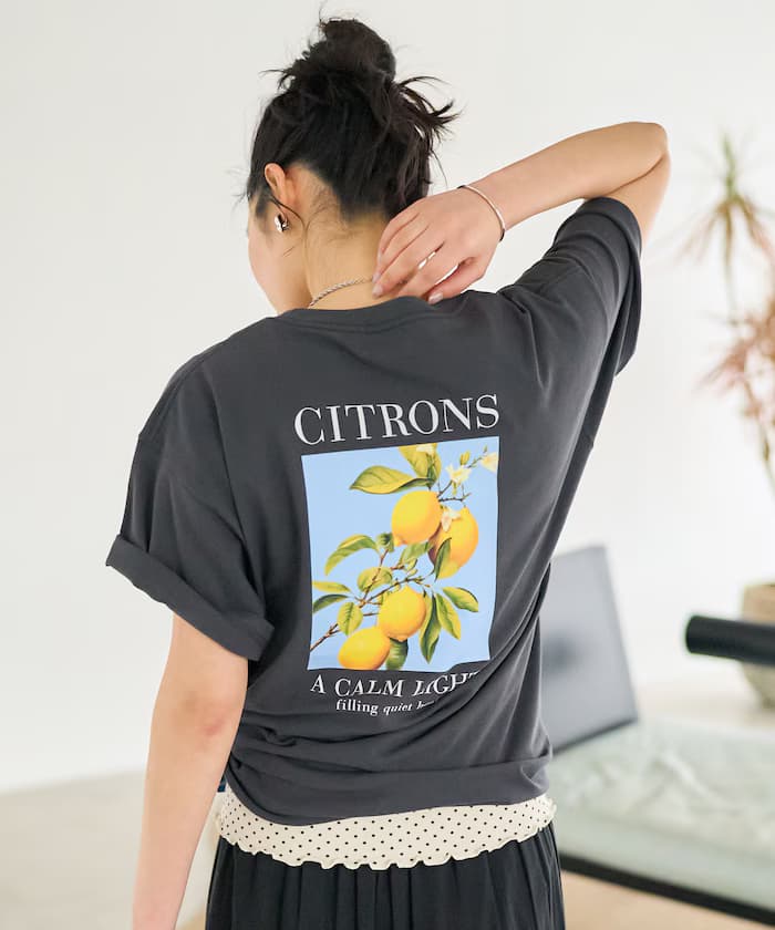 別注檸檬印花 寬版T恤