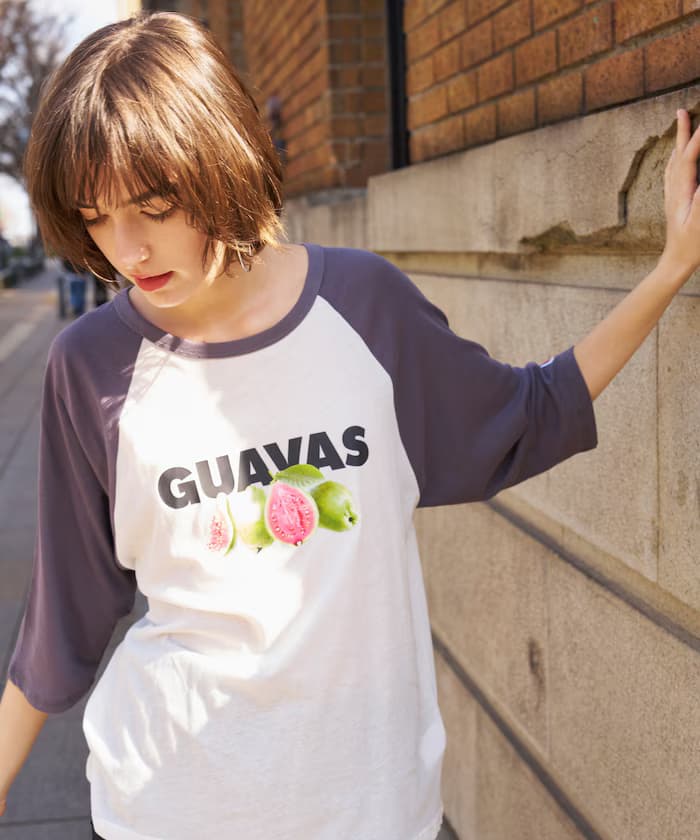 別注透膚七分袖印花T恤