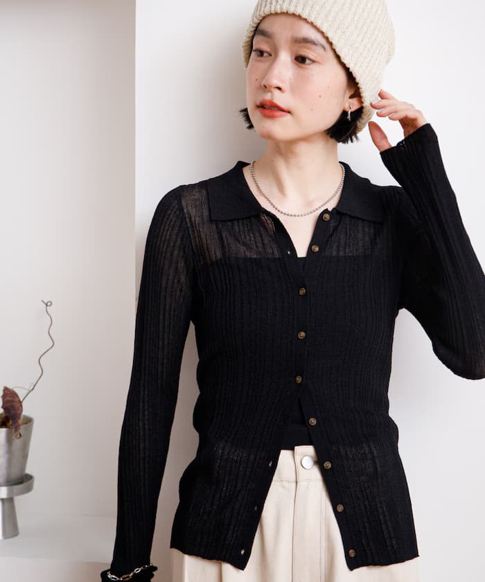 透膚感挺織針織開衫