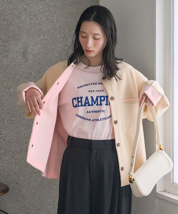 ＜機器可洗＞衛衣風格配色針織開衫