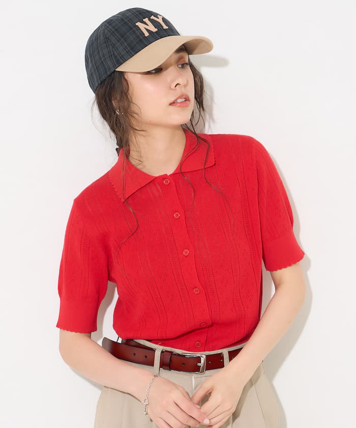FREAK'S STORE 孔洞 Polo 針織開衫