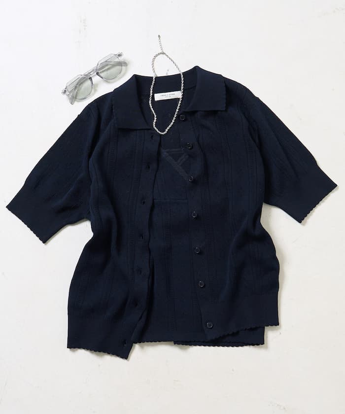 FREAK'S STORE 孔洞 Polo 針織開衫