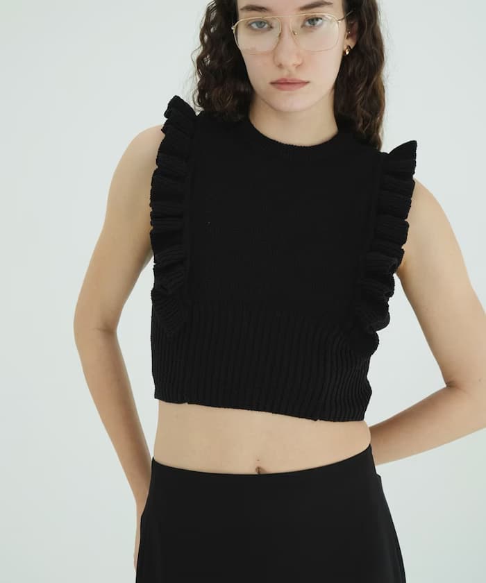 FRILL SLEEVE KNIT TOPS