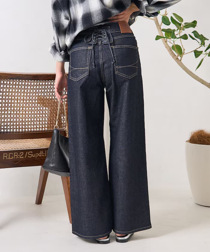 別注 LISA LACE UP WIDE DENIM