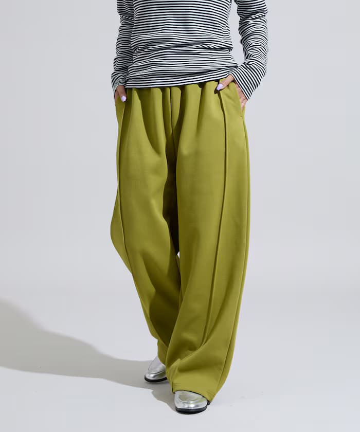 ＜新色追加＞貼合布料彎曲寬版衛衣褲子