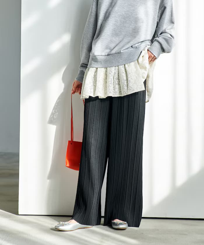 百褶印花豹紋褲子