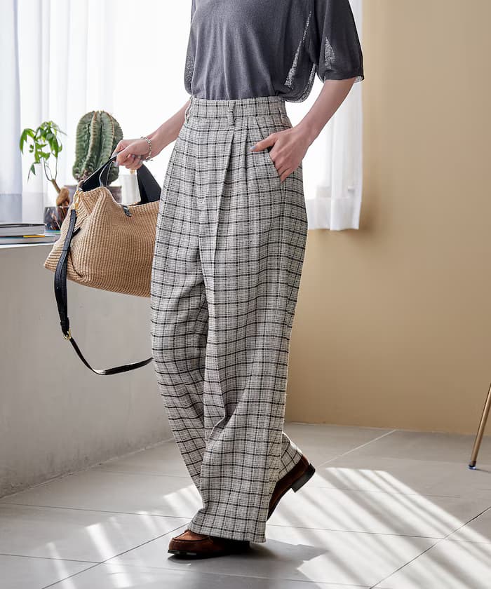 Gramps 格紋寬版褲子＜套裝對應＞