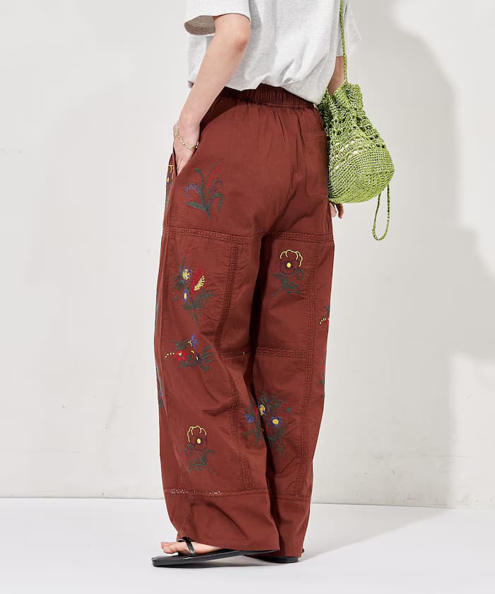印度拼布刺繡鬆緊褲子＜可搭套裝＞