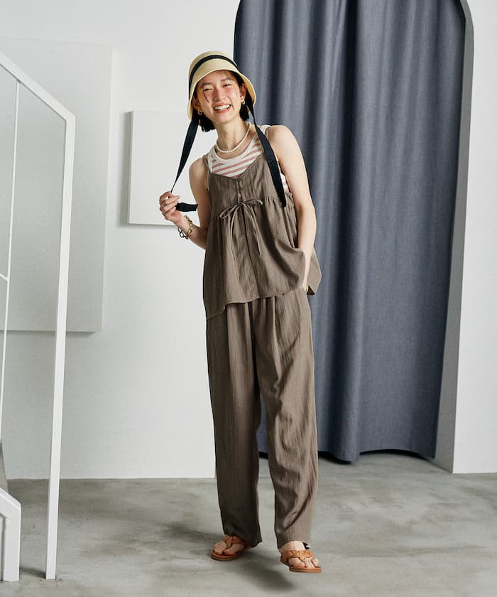 【套裝商品】SUMMERCOOL 蝴蝶結細肩帶背心套裝/接觸冷感