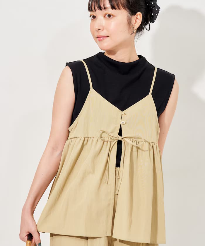 【套裝商品】SUMMERCOOL 蝴蝶結細肩帶背心套裝/接觸冷感