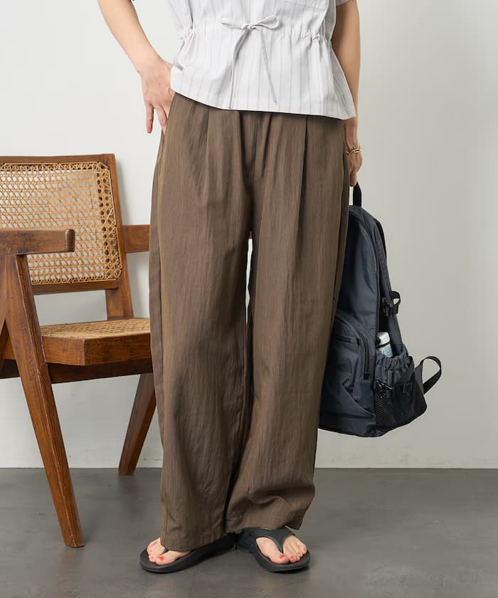 接觸冷感 SUMMERCOOL 打褶曲線鬆緊褲子