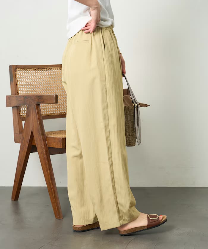 接觸冷感 SUMMERCOOL 打褶曲線鬆緊褲子