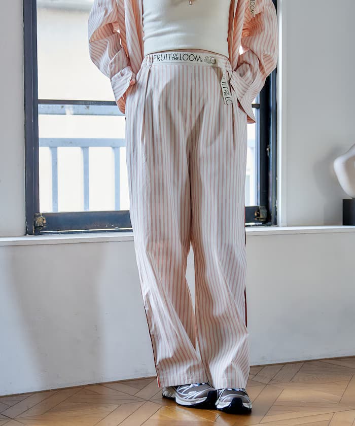 別注 FRUIT OF THE LOOM 多色條紋鬆緩褲子