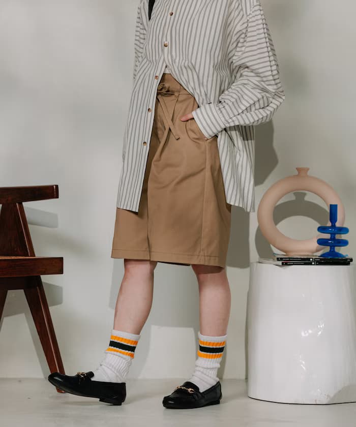 別注紐付打褶半短褲